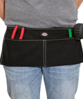 Person wearing Heavy Duty Canvas Work Waist Apron With Two Large Pockets Featuring 9 Inch Wide By 5 Inch Deep Pockets And Reinforced Stitching