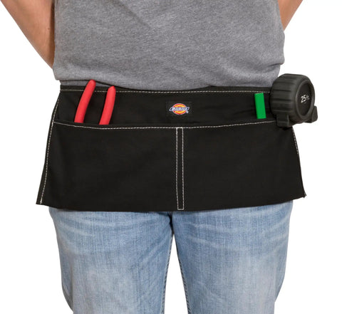 Person wearing Heavy Duty Canvas Work Waist Apron With Two Large Pockets Featuring 9 Inch Wide By 5 Inch Deep Pockets And Reinforced Stitching