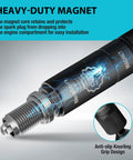 5/8 Inch Swivel Magnetic Spark Plug Socket With 360 Degree Flex Head Heavy Duty Chrome Vanadium Steel showing magnet core