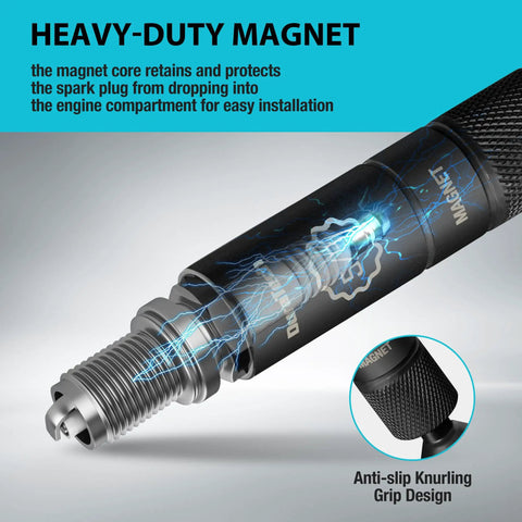5/8 Inch Swivel Magnetic Spark Plug Socket With 360 Degree Flex Head Heavy Duty Chrome Vanadium Steel showing magnet core