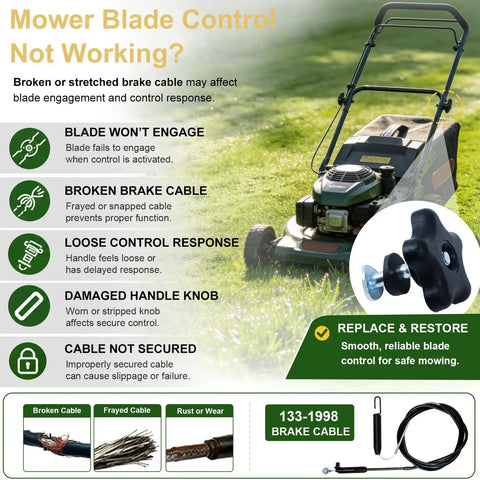 Upgrade Your Ride With This Premium Fwppet 133-1998 Brake Cable Repair Kit Perfectly Made For Toro TimeMaster Mowers To Fix Blade Engagement And Control Cables Like A Pro.