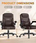 Premium Mid Back Leather Executive Office Chair Featuring Ergonomic Lumbar Support And Flip Up Armrests dimensions and measurements