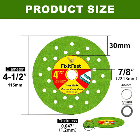 Four And A Half Inch Tile Cutter Diamond Saw Blade For Angle Grinder Set Of 3 product size and specifications shown