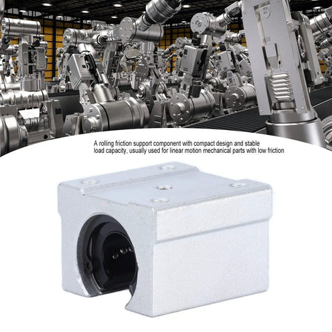 Rock Solid Linear Ball Bearing Slides Sbr16uu 16mm Aluminum Cylinder Low Friction Linear Motion Guide For Cnc And Automation Projects close-up of bearing support block