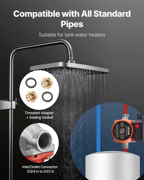 Real Deal Hot Water Recirculating Pump Featuring 10 Gpm Flow And 3 Speed Settings For Instant Home Comfort And Zero Drama Plumbing Performance On 110 Volt Heaters with compatible shower setup and fittings.