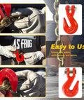 Four red 3/8-inch clevis grab hooks; forged alloy steel for Grade 70 chain, four-pack for trailer or truck use