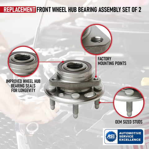 Front Or Rear Wheel Hub Bearing Assembly Set Of 2 For Buick Cadillac Chevrolet GMC Vehicles Fits Lacrosse CTS Equinox Impala