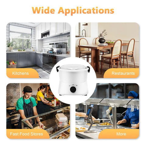 Professional Electric Potato Peeler And Auto Vegetable Spinner displayed in various kitchen settings for meal prep.