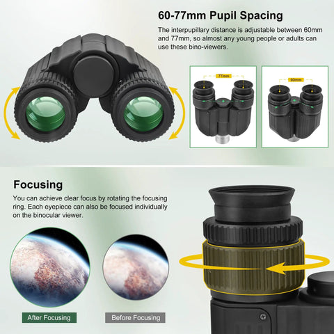 Stereo Binocular Viewer for Telescopes With 1.85x and 3x Barlow, showing adjustable pupil spacing and focusing feature