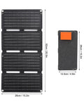 80W Folding Solar Panel With Monocrystalline Cells Grab And Go Portable Solar Charger unfolded and folded view