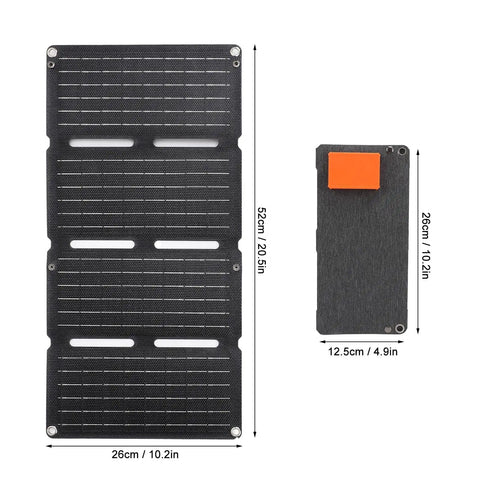 80W Folding Solar Panel With Monocrystalline Cells Grab And Go Portable Solar Charger unfolded and folded view