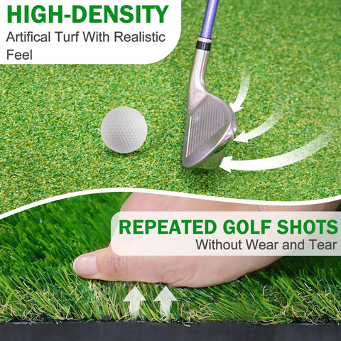 5x4ft Golf Hitting Mat With Thick 31mm Artificial Turf For Indoor And Outdoor Use, Durable EVA Backing, Includes 6 Tees
