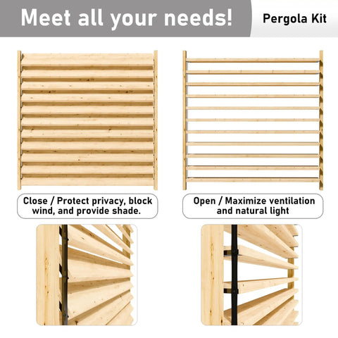 Deck Sunblind System Brackets And Louver Hardware Kit For Wood Blinds And Shutters, Fits Up To 11 Boards 48 Inch, Complete Louver Pergola Kit For Privacy Fence, Deck, Interior And Exterior Use
