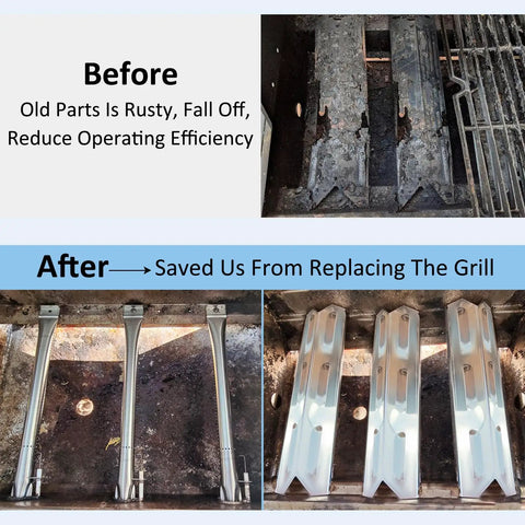 Grill Replacement Kit For Landmann Three Burner 42170 42172 966686 With Three Burners And Three Heat Plates Before After
