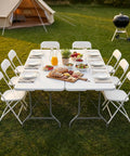6 Foot Folding Picnic Table Built for On The Go Camping Picnics Parties and Kitchen Use Easy to Fold and Store With Carrying Handle