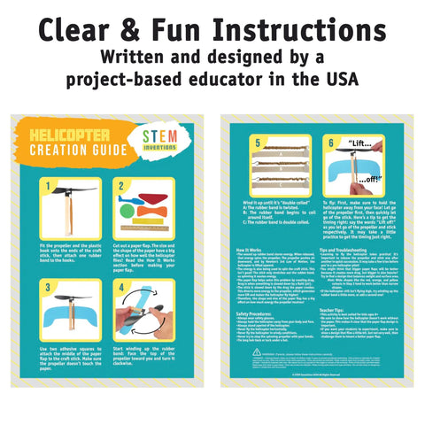 Hands On Rubber Band Helicopter Kit Bulk 100 Pack For Classrooms STEM Project Kids Ages 8 And Up Fun And Educational For After School Programs Libraries And Summer Camps guide page with step-by-step instructions