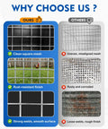 Comparison image showing Legit Heavy Duty Black Vinyl Coated Hardware Cloth 1/2 Inch Mesh 48 X 100 Feet against inferior mesh options.