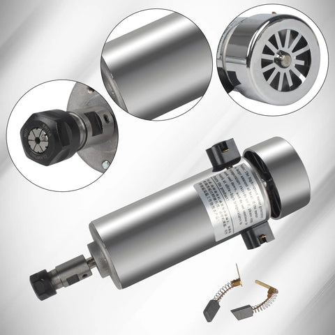 Air Cooled CNC Spindle Motor 800W 110V ER11 52mm Collet 20000RPM 0.79Nm With Carbon Brushes For CNC Router Engraver