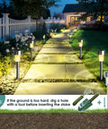 Outdoor Solar Lights Waterproof 12 Pack Stainless Steel Led Garden Lights illuminating stone pathway