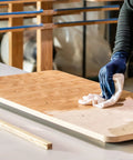 Person using Raw Wood Cleaner For Prep And Finish Electrostatic Dust Removal After Sanding And Vacuuming Cleans Wood Surfaces Before Oil