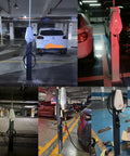 Heavy Duty Outdoor EV Charger Stand With J Hook Pedestal For Floor Or Ceiling Setup Galvanized Steel Column Holder in parking garage.
