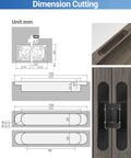 Dimensions and installation view of Upgraded Invisible Door Hinges 2 Pack Black 6 Inch Concealed Hidden Hinges For Doors