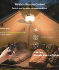 Portable Camping Fan With Light And Remote For Tents And Outdoors, 10.63 inch wireless hanging ceiling fan inside tent
