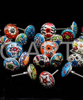 20 Piece Retro Look Flower Ceramic Cabinet Knob Set With Chrome Hardware For Cabinets And Drawers Hand Painted Multicolor Blue Creamy Red 42mm Diameter 30mm Bolt 30 To 55mm Knob Length displayed against a black background