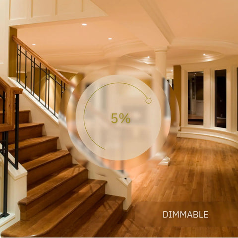 Trimless 3.5 Inch Round LED Recessed Downlight Luminaire, Dimmable, 12W illuminating elegant staircase, soft lighting