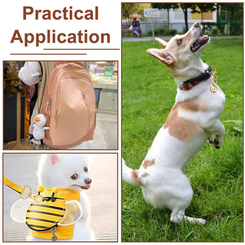 Sturdy Metal Swivel Snap Hooks Bulk Kit With D Rings And Quick Slide Buckles used for a pet dog collar and handbag accessory.