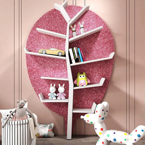 Pink Glitter Wallpaper Peel And Stick For Girls Bedroom Self Adhesive Glitter Contact Paper Waterproof And Durable Decor on a leaf-shaped shelf