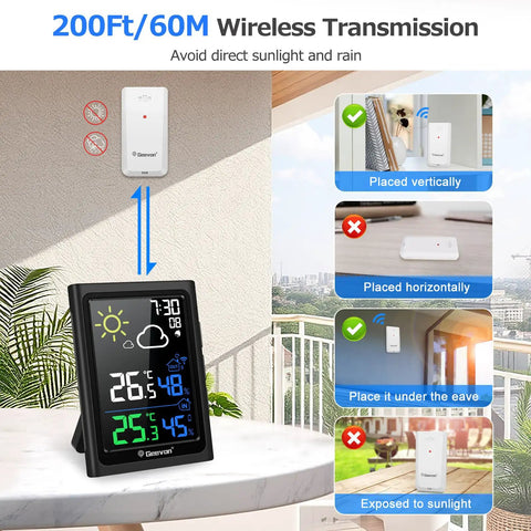 Wireless Remote Outdoor Sensor For Weather Stations, Outdoor Temperature And Humidity Monitor, 200 Ft Transmission