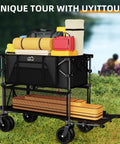 Extra Long Foldable 50 Inch Two Level Wagon With Big Wheels 400L Capacity Heavy Duty All Terrain Cart Double Decker Beast Hauler