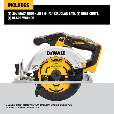 Brushless 20V Max Cordless Circular Saw With 6-1/2-Inch Blade, Lightweight Workhorse, Tool Only, side view