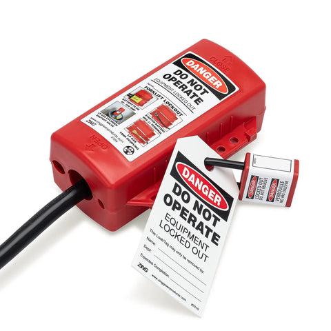 Go To Universal Lockout Device For Forklift, Gas Cylinder, And Electrical Plugs Recycled Plastic OSHA 1910.147 Compliant, Red, USA Made
