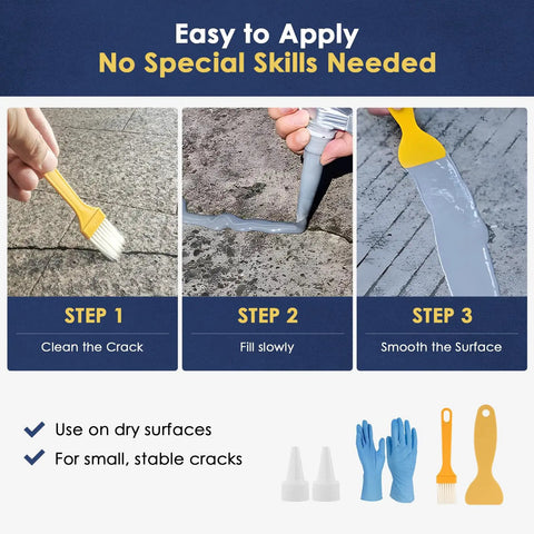 Steps to apply Self Leveling Concrete Crack Filler High Elasticity Waterproof Sealant 35.3 Oz Quick Dry Glue