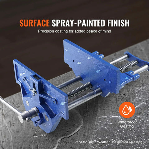 Beast Mode Heavy Duty Cast Iron Workbench Vise With Quick Release Lever 13 Inch showing spray-painted finish and waterproof features.