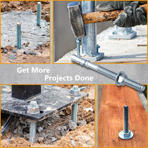 1/2 x 4-1/2 Inch Wedge Anchor Bolts, 50-Piece Zinc-Plated Concrete Anchors installed in various construction projects
