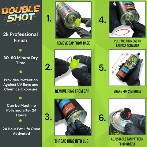 Instructions for using 2K Clearcoat Spray For Automotive Finish With Dual Chamber Activation
