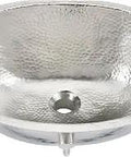 Pavlov Oval Handcrafted Bathroom Sink With Hammered Nickel Finish, Nineteen And A Quarter Inch, Top View Showing Unique Hammered Texture