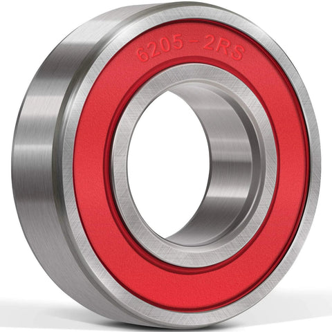 6205 2RS deep groove bearings with double rubber seal, ideal for skateboards, inline skates, and machinery use.