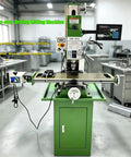 Techtongda 8x33 Inch Metal Milling Machine With 2HP Brushless Motor For 110V Power Featuring Precision 3-Axis Digital Readout System And Grating Ruler For Super Accurate Real-Time Position Monitoring In Any Workshop Environment Today, green metal frame with digital controls and adjustable components.