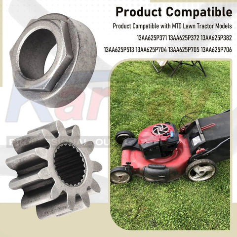 Steering Pinion Gear And Bushing Kit For MTD Lawn Tractors, Eleven Tooth Pinion With Splines, Bushings, MTD compatible models
