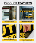 Watch Your Head Caution Low Clearance Signs 3 Pack 10x3 Inch Vinyl Decals on pillar in parking garage