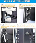 Four Pack Heavy Duty Zero Gravity Chair Replacement Cords installation steps showing elastic bungee straps threaded through metal rings.