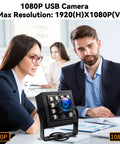 1080P USB Camera with 60FPS High Speed Capture, 170 Degree Fisheye Wide Angle, IR Night Vision And Auto IR Cut displayed on table