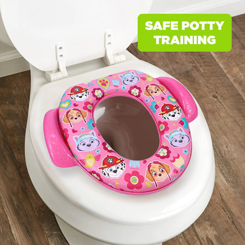 Super Chill Toddler Potty Seat With Plush Cushion And Sure Grip Handles For Smooth Baby Potty Training And No Sweat Wash Down Routine That Fits Snugly On Most Household Bowls Without Any Hassle