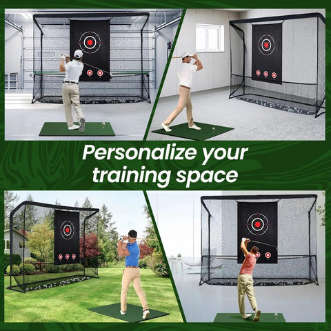 10x7Ft Golf Practice Net With Target Mat For Backyard Driving And Chipping Training, Heavy Duty Indoor Outdoor Swing Trainer