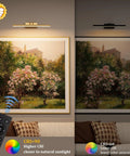 Cordless Battery Operated Picture Light With 4000mAh Rechargeable Battery illuminating artwork with remote control in gold finish
