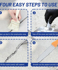 Four steps showing how to use Two Pack Grey Concrete Crack Filler Sealant With High Elasticity Self Leveling Cement Caulk Quick Drying Waterproof
